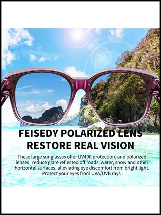 Polarized Fit Over Sunglasses XXL Oversized Square UV400 TR90 Frame Driving main image 6